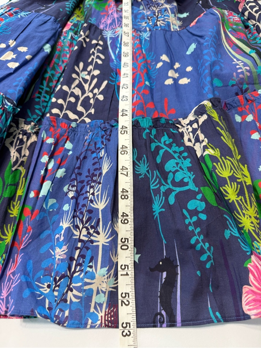 Soft Surroundings Martha Maxi Dress Blue Floral Reef Tiered Bell Sleeves Large - Picture 12 of 14